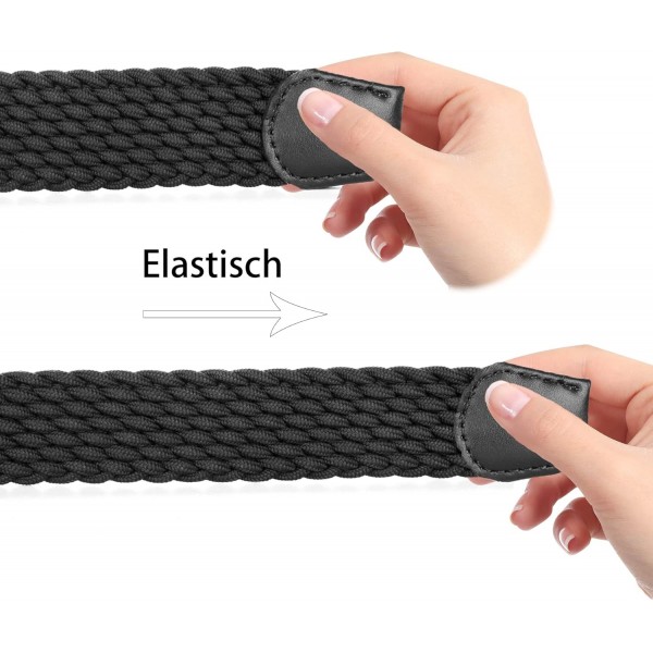 Awlyfm 벨트 남성 120-170cm, 탄성 꼰 벨트 꼰 스트레치 벨트, 대형 패브릭 벨트, 남여 공용, 블랙 브라운 140cm 허리 47-50 인치 A-블랙