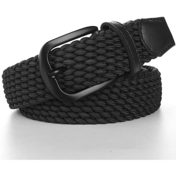 Awlyfm 벨트 남성 120-170cm, 탄성 꼰 벨트 꼰 스트레치 벨트, 대형 패브릭 벨트, 남여 공용, 블랙 브라운 140cm 허리 47-50 인치 A-블랙