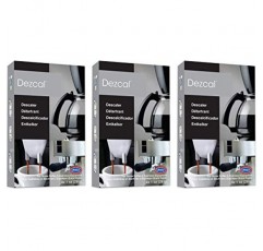 Urnex Dezcal 커피 및 에스프레소 디스케일러 및 클리너 - 3팩 - 가정용 커피 브루어와 함께 사용하는 활성 스케일 제거제 에스프레소 머신 포드 머신 캡슐 머신 주전자 가