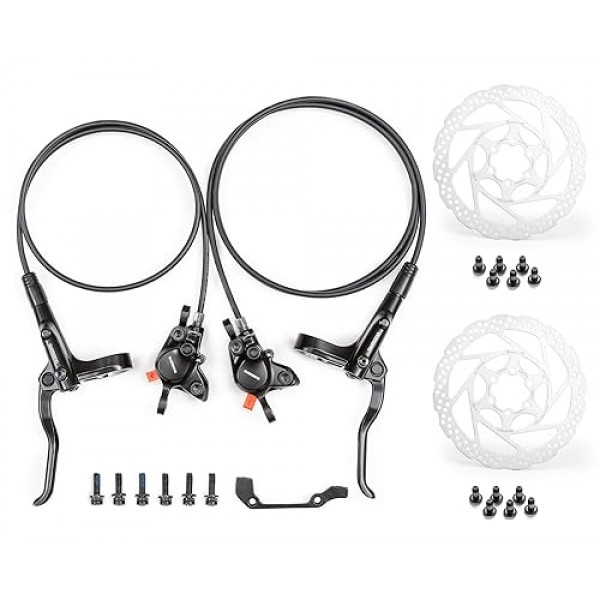 Shimano SM-RT56 160mm/180mm 로터가 장착된 Shimano MT200 유압 브레이크, 왼쪽 앞 800mm 오른쪽 뒤 1400mm Shimano 유압 브레이크 캘리퍼스가 있는 알루미늄 합금 레버 자전거 디스크 