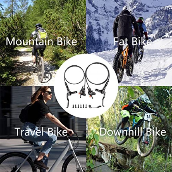 Shimano SM-RT56 160mm/180mm 로터가 장착된 Shimano MT200 유압 브레이크, 왼쪽 앞 800mm 오른쪽 뒤 1400mm Shimano 유압 브레이크 캘리퍼스가 있는 알루미늄 합금 레버 자전거 디스크 