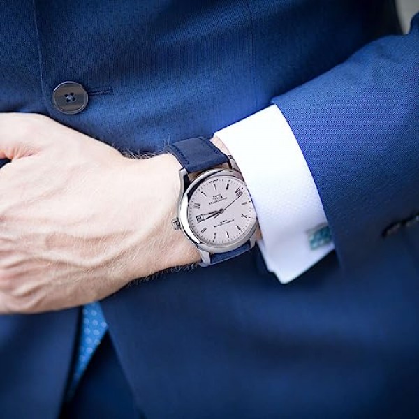 WOCCI 레트로 시계 밴드, 누벅 가죽, 퀵 릴리스 교체 스트랩, 스테인레스 스틸 버클, 밴드 폭 18mm 20mm 22mm