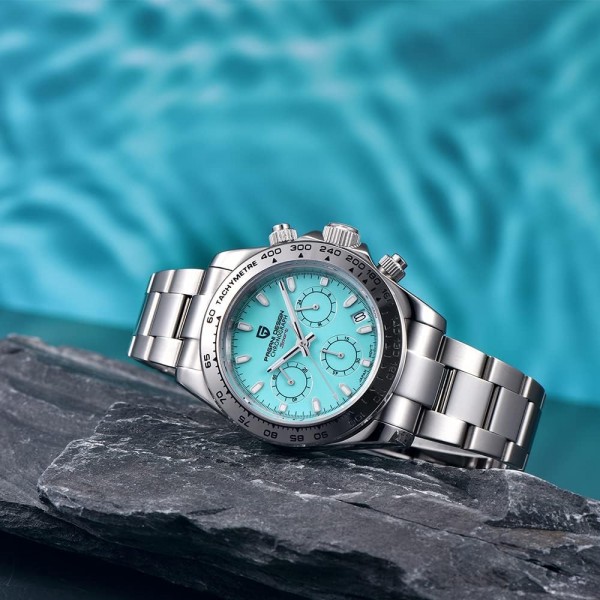 Pagani Design Classic Men's Multifunctional Chronograph Full Stainless Steel Japanese VK63 Quartz Movement Tester Homage Daytona 100m 방수 Luxury Business Watch… Blue-1727