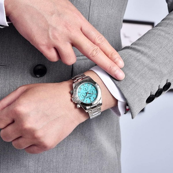 Pagani Design Classic Men's Multifunctional Chronograph Full Stainless Steel Japanese VK63 Quartz Movement Tester Homage Daytona 100m 방수 Luxury Business Watch… Blue-1727
