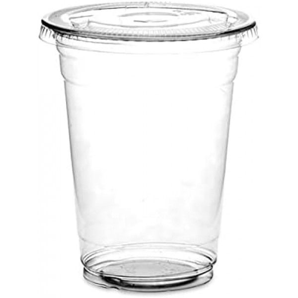 [20 oz 28 Sets] 납작한 홈이 있는 뚜껑이 있는 투명 플라스틱 컵, 28캐럿, 아이스 커피, 스무디, 물 또는 디저트를 위한 일회용 및 재활용 음료 용기, 대용량 BPA 무료 음료