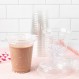 [20 oz 28 Sets] 납작한 홈이 있는 뚜껑이 있는 투명 플라스틱 컵, 28캐럿, 아이스 커피, 스무디, 물 또는 디저트를 위한 일회용 및 재활용 음료 용기, 대용량 BPA 무료 음료