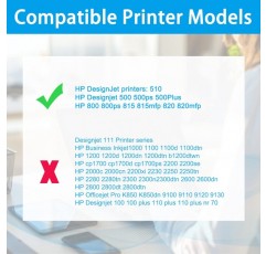 LCL 호환 잉크 카트리지 82 C4911A C4912A C4913A(2Cyan 2Magenta 2Yellow) HP ​​Designjet 100 100plus 500 500ps 교체