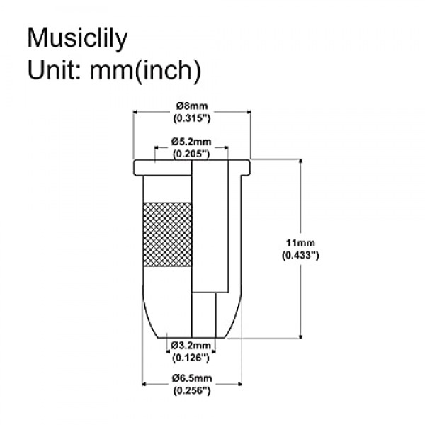 Musiclily Pro 11mm 스틸 탑 기타 스트링 페럴 텔레캐스터 스트랫 스타일 일렉트릭 기타용 스트링 스루 바디, 크롬(6개 세트)