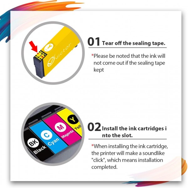 Epson Workforce Pro WF-C4810DTWF 프린터에서 사용하는 Epson 408 408L용 Victor 408L 잉크 카트리지 교체(BK C M Y 4 팩)