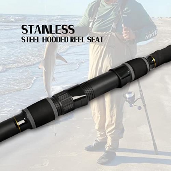 Fiblink 서핑 낚싯대 2개/3개 휴대용 여행용 스피닝 로드 바닷물 서핑 로드(9'/10'/10'6/12'/13'3)