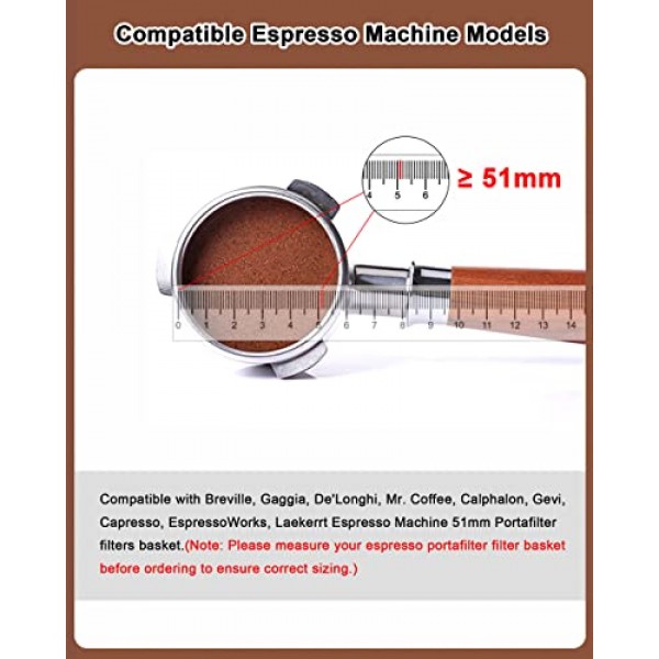 보정된 에스프레소 탬퍼 51mm | MIGOOZI 304 스테인레스 스틸 에스프레소 커피 핸드 탬퍼 | Delonghi, Gevi, Yabano 51mm 포터필터용 전문 에스프레소 바리스타 30파운드 스프링 장