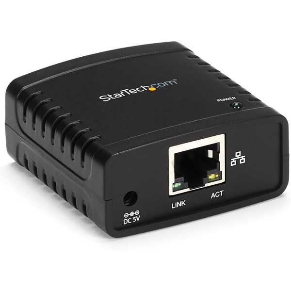 StarTech.com 10/100Mbps 이더넷 - USB 2.0 네트워크 인쇄 서버 - Windows 10 - LPR - LAN USB 인쇄 서버 어댑터(PM1115U2), 검정, 22.9mmx53.3mmx53.3mm 단일