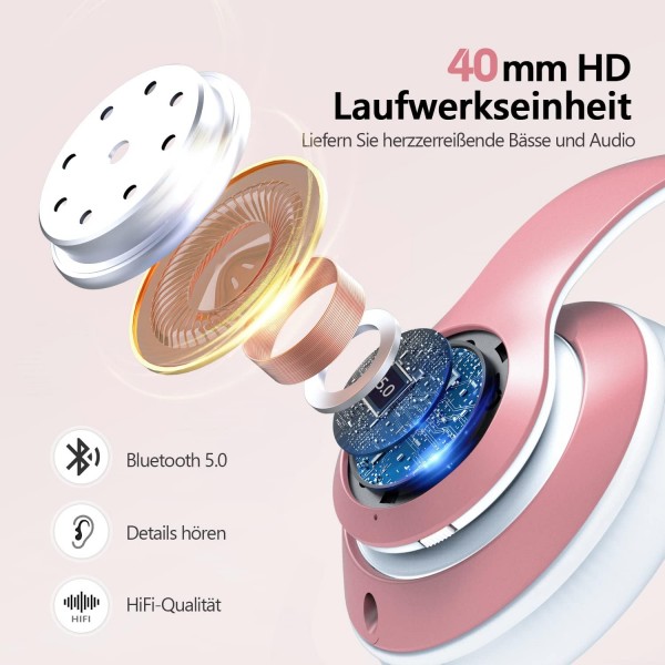 Lankey Sound 9S Bluetooth 헤드폰 오버이어, 60시간 재생, 6개의 EQ 모드가 있는 경량 무선 헤드폰, 마이크가 있는 HiFi 스테레오 접이식 헤드셋, 휴대폰/PC/가정용 소프트 이어 