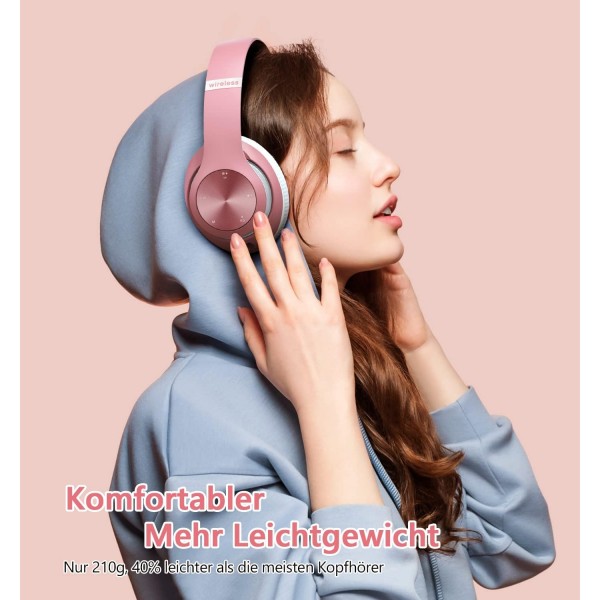 Lankey Sound 9S Bluetooth 헤드폰 오버이어, 60시간 재생, 6개의 EQ 모드가 있는 경량 무선 헤드폰, 마이크가 있는 HiFi 스테레오 접이식 헤드셋, 휴대폰/PC/가정용 소프트 이어 
