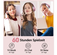 Lankey Sound 9S Bluetooth 헤드폰 오버이어, 60시간 재생, 6개의 EQ 모드가 있는 경량 무선 헤드폰, 마이크가 있는 HiFi 스테레오 접이식 헤드셋, 휴대폰/PC/가정용 소프트 이어 