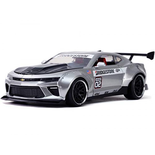 Jada Toys Bigtime Muscle 1:24 2016 Chevy Camaro SS Widebody 다이 캐스트 자동차 실버, 어린이 및 성인용 장난감