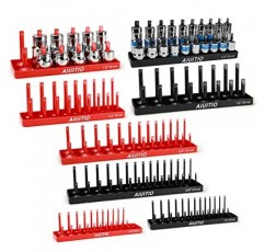 8피스 미터법 및 SAE 소켓 정리함 트레이 세트, 1/4인치, 3/8인치 및 1/2인치 드라이브 도구 상자용 표준 및 깊은 소켓 홀더, 176개 소켓 보관