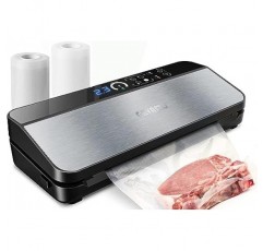 진공 실러 기계, ETL 테스트 및 인증 95KPA 디지털 디스플레이 식품 실러, 내장형 커터 및 백 보관함(최대 20피트 길이), 백 롤 2개(11x16' 및 8x16' 포함), 자동 및 수동 옵션 