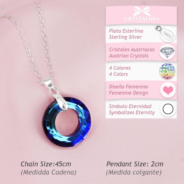 오스트리아 크리스탈 펜던트 색상의 실버 여성 목걸이, Collar de plata con colgante cristal austriaco, Sterling Silver, 해당 없음