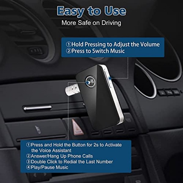 ELECTRIC GIANT Bluetooth 수신기 Bluetooth 5.0 무선 수신기 휴대용 Bluetooth 어댑터 차량용 스피커 시스템 및 스테레오 3.5m AUX 001을 갖춘 휴대폰용 오디오 장치