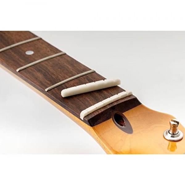 Musiclily 42mm 뼈 슬롯 일렉트릭 기타 너트 플랫 바닥 6현 펜더 Strat Tele, 42x3.5x4.5mm(2개)