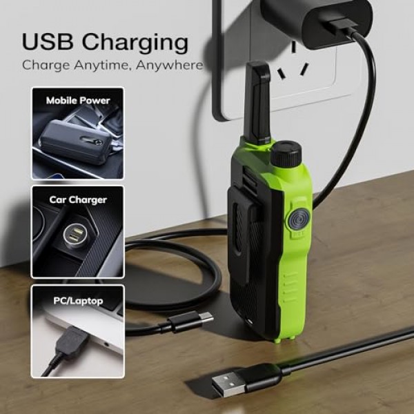 어린이 성인용 BAOFENG GT-18 워키토키, 라이센스 무료 장거리 충전식 FRS 양방향 라디오, 1500mAh 배터리, 스캔 기능이 있는 22채널, 손전등, 캠핑 하이킹 가족용 VOX, 3팩