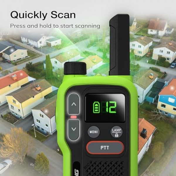 어린이 성인용 BAOFENG GT-18 워키토키, 라이센스 무료 장거리 충전식 FRS 양방향 라디오, 1500mAh 배터리, 스캔 기능이 있는 22채널, 손전등, 캠핑 하이킹 가족용 VOX, 3팩