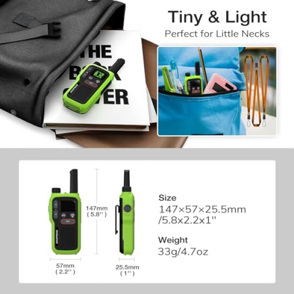 어린이 성인용 BAOFENG GT-18 워키토키, 라이센스 무료 장거리 충전식 FRS 양방향 라디오, 1500mAh 배터리, 스캔 기능이 있는 22채널, 손전등, 캠핑 하이킹 가족용 VOX, 3팩