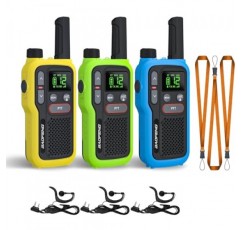 어린이 성인용 BAOFENG GT-18 워키토키, 라이센스 무료 장거리 충전식 FRS 양방향 라디오, 1500mAh 배터리, 스캔 기능이 있는 22채널, 손전등, 캠핑 하이킹 가족용 VOX, 3팩