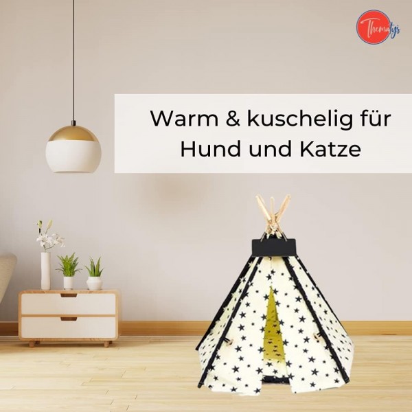 개와 고양이를 위한 thematys 애완동물 텐트 개 사육장 개집 - 쿠션 개 침대 고양이 바구니가 있는 천막 - 빨 수 있는 (M, 스타일 2) M 스타일 2