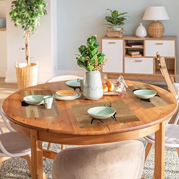 GICHUGI 러스틱 롯지 베어 디어 무스 플레이스매트 4개 세트, 소박한 캐빈 장식, 롯지 캐빈 장식, 야생동물 소박한 테이블 매트 주방 식탁 장식용 장소 매트 12x18인치