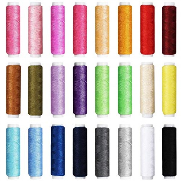 JUNING 재봉 세트 130개, 실 24개 - 100m 대형 프리미엄 재봉, 초보자, 여행자, 친척 및 친구를 위한 완벽한 재봉 키트(A-Normal)