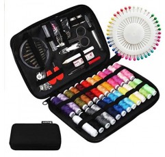 JUNING 재봉 세트 130개, 실 24개 - 100m 대형 프리미엄 재봉, 초보자, 여행자, 친척 및 친구를 위한 완벽한 재봉 키트(A-Normal)