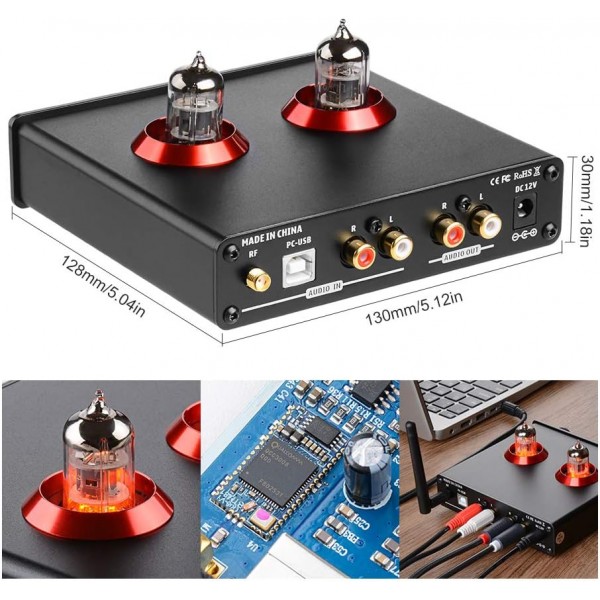 Aiyima t6pro qcc3008 블루투스 5.0 튜브 프리 앰프 hifi 헤드폰 앰프, PC-USB 24bit/192 khz dac aptx, 가정용 오디오 디코더 프리 앰프