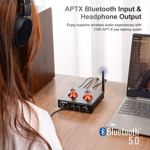Aiyima t6pro qcc3008 블루투스 5.0 튜브 프리 앰프 hifi 헤드폰 앰프, PC-USB 24bit/192 khz dac aptx, 가정용 오디오 디코더 프리 앰프