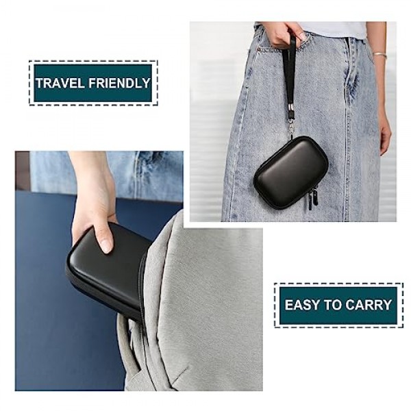 KODAK Printomatic 휴대용 디지털 즉석 인쇄 카메라용 하드 여행용 케이스, USB 케이블 인화지용 메쉬 포켓이 있는 보호 파우치 커버 휴대용 가방, 검정색