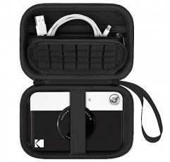 KODAK Printomatic 휴대용 디지털 즉석 인쇄 카메라용 하드 여행용 케이스, USB 케이블 인화지용 메쉬 포켓이 있는 보호 파우치 커버 휴대용 가방, 검정색