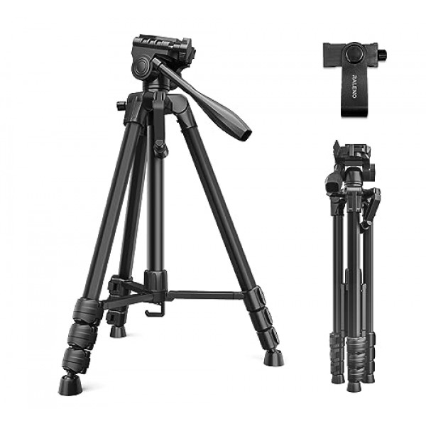 RALENO 카메라용 60인치 삼각대, 사진용 비디오 삼각대(홀더 및 가방 포함), 소형 경량 삼각대(iPhone용)