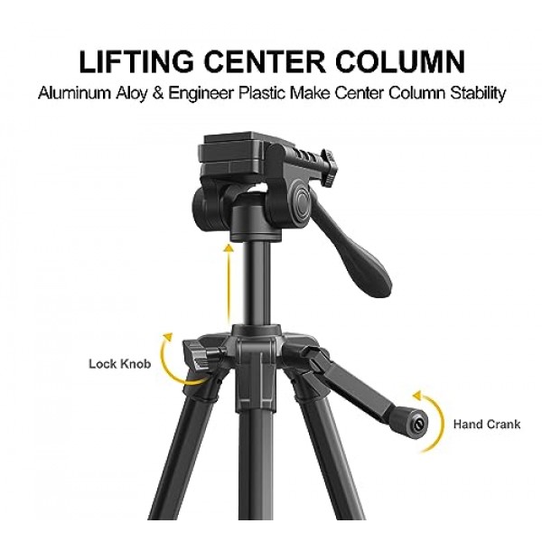 RALENO 카메라용 60인치 삼각대, 사진용 비디오 삼각대(홀더 및 가방 포함), 소형 경량 삼각대(iPhone용)