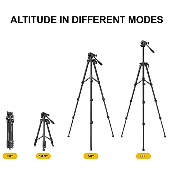 RALENO 카메라용 60인치 삼각대, 사진용 비디오 삼각대(홀더 및 가방 포함), 소형 경량 삼각대(iPhone용)