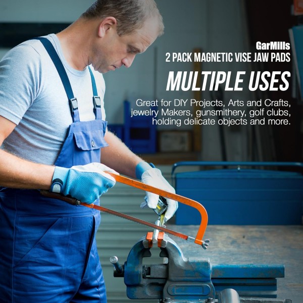 GarMills Vice Soft Jaws Protectors Covers Pads Magnetic 2 Pack 1 Multi-Grooved and I Standard Set 113mm(4.5)