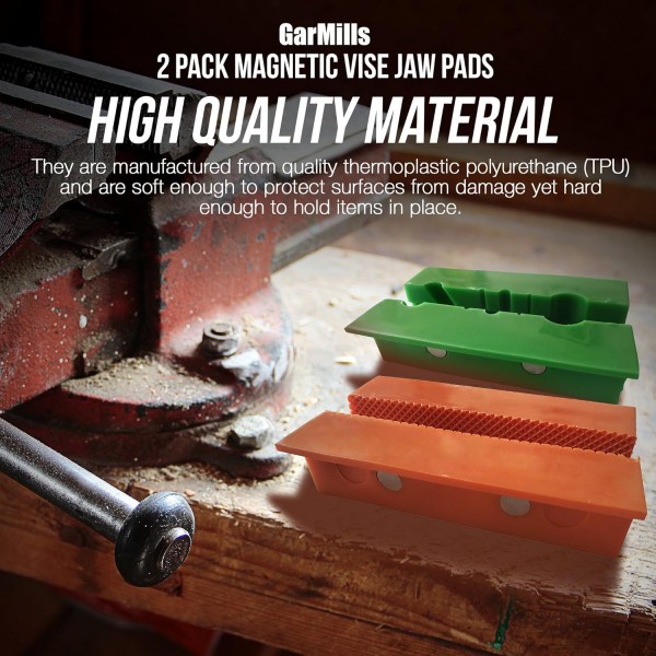 GarMills Vice Soft Jaws Protectors Covers Pads Magnetic 2 Pack 1 Multi-Grooved and I Standard Set 113mm(4.5)
