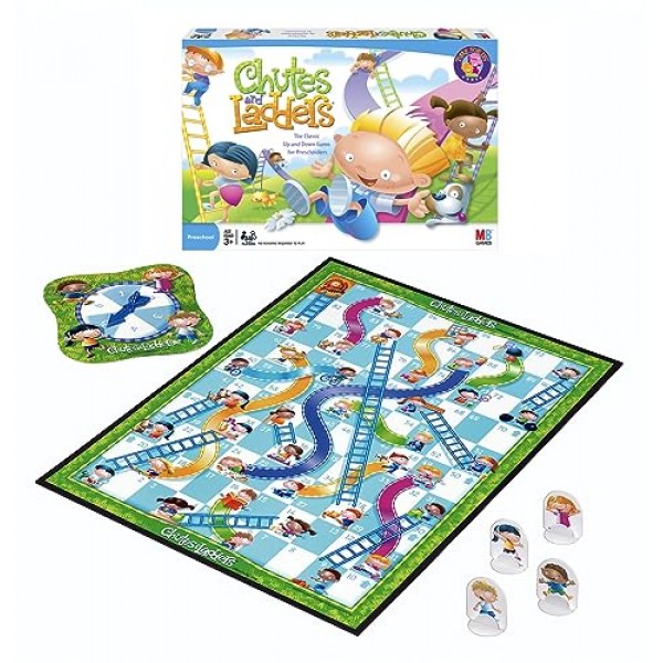 Hasbro 게임 낙하산 및 사다리 보드 게임, 2~4인용, 3세 이상 어린이를 위한 부활절 선물 또는 바구니 채우기(아마존 독점)