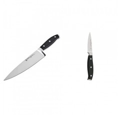 HENCKELS 단조 Premio Razor-Sharp 8인치 셰프 나이프 및 3인치 패링 나이프, 독일 엔지니어드, 블랙/스테인리스 스틸