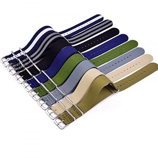 Ritche 군용 탄도 나일론 스트랩 8 팩 18mm 20mm 22mm 시계 밴드 나일론 교체 시계 스트랩 남성용 여성용, 발렌타인 데이 선물