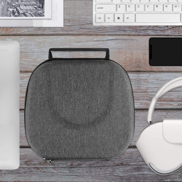 AirPod Max 이어폰 케이스와 호환되는 Geekria Shield 이어폰 케이스 스마트 케이스 및 액세서리 보관을 위한 공간이 있는 교체용 하드 쉘 여행용 휴대용 케이스(다크 그레이