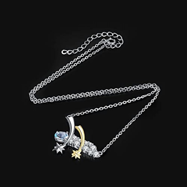 JewelryPalace 유성우 타원형 진짜 토파즈 바이패스 목걸이 펜던트 45 cm 블루 스톤 주얼리 세트 슈팅 스타 목걸이 여성용 실버 925 목걸이 여성용 옐로우 골드 도금 주얼리 