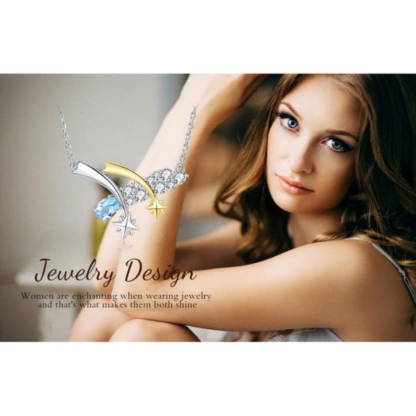 JewelryPalace 유성우 타원형 진짜 토파즈 바이패스 목걸이 펜던트 45 cm 블루 스톤 주얼리 세트 슈팅 스타 목걸이 여성용 실버 925 목걸이 여성용 옐로우 골드 도금 주얼리 