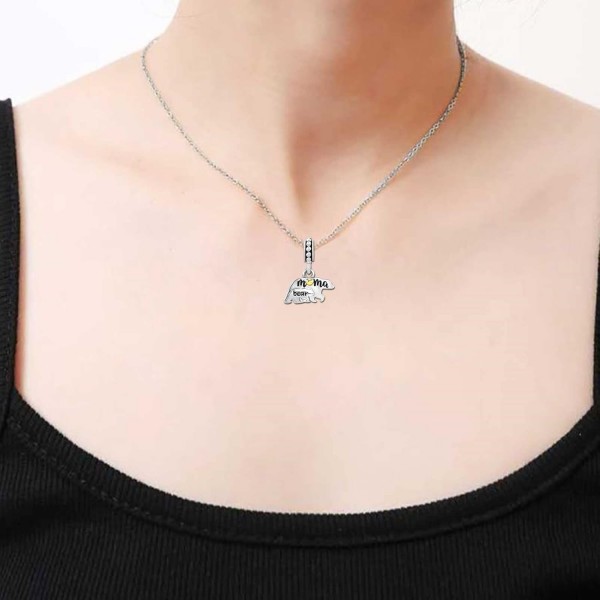 KunBead Jewelry Mama Bear Dangle Mum 딸 Son Charms Compatible 와 Pandora Bracelets Mama Bear Necklace