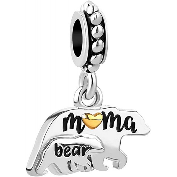 KunBead Jewelry Mama Bear Dangle Mum 딸 Son Charms Compatible 와 Pandora Bracelets Mama Bear Necklace
